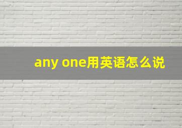 any one用英语怎么说